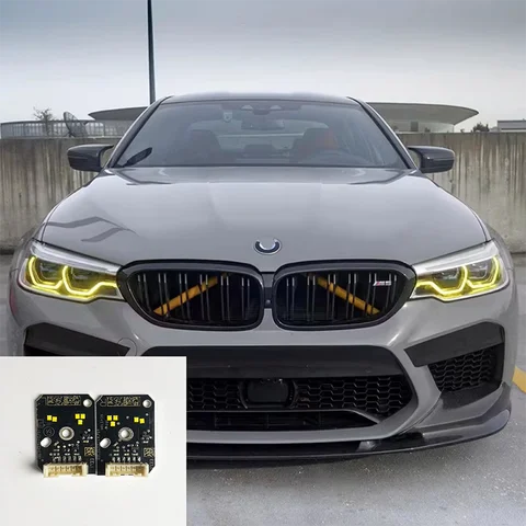 Желтые лимонные дневные огни DRL, светодиодные панели, подходящие для BMW 5 серии G30 G31 F90 M5, модуль фары золотого цвета 2019 года 7214939 7214940
