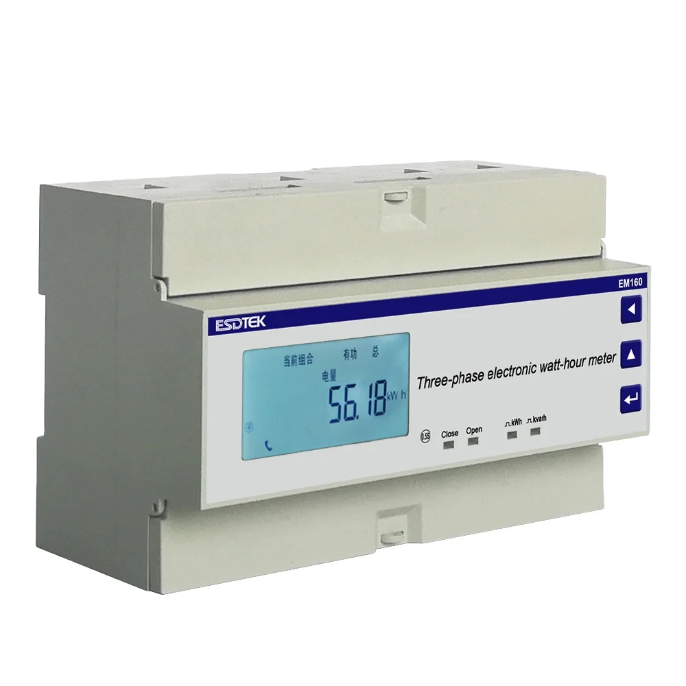 

EM160TR-380V-5A din rail type smart electric energy meter/digital electronic energy watt power meter/smart energy meter