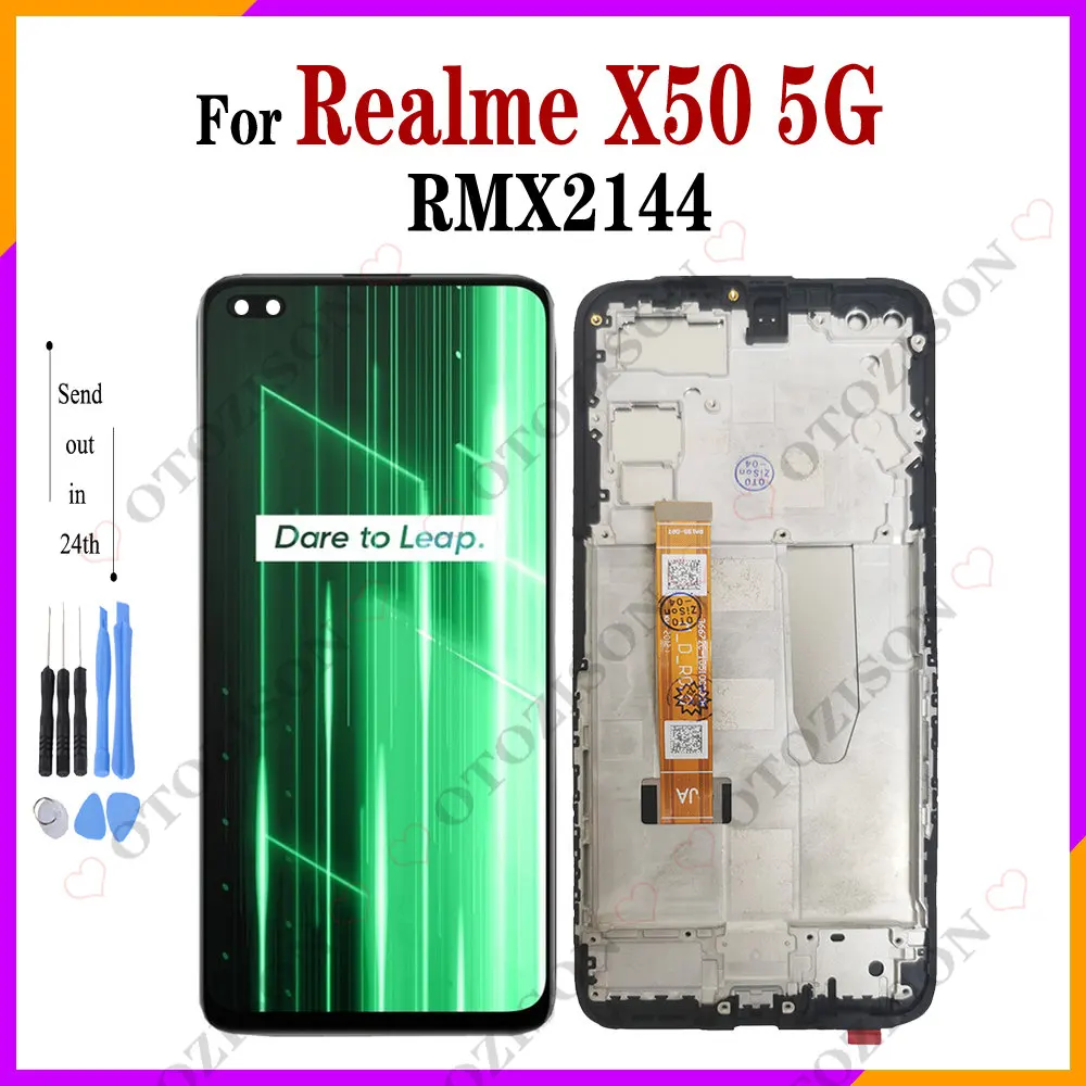 ЖК-дисплей 6,57 дюйма с рамкой для OPPO Realme X50 5G LCD RMX2144, дисплей с сенсорным экраном и дигитайзером в сборе X50 ЖК модуль, тест на замену