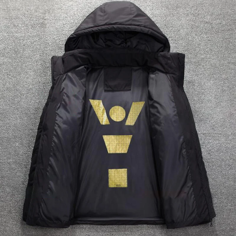 Down Jackets Thick Warm Men's Jacket Thermal Thick Coat Snow Red Black Parka Male Warm Outwear - White Duck Down Jacket Men