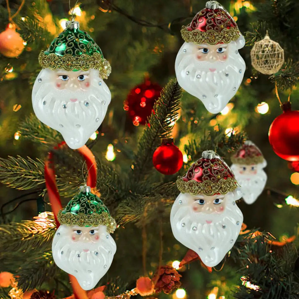 

2 шт., стеклянные подвески в виде головы Санта-Клауса