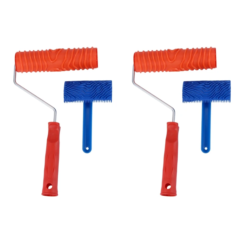 

Retail 4X Imitation Wood Pattern Tool Set Eg300t 7 Inch Rubber Roller + Ms16 Imitation Realistic Wood Grain Tool