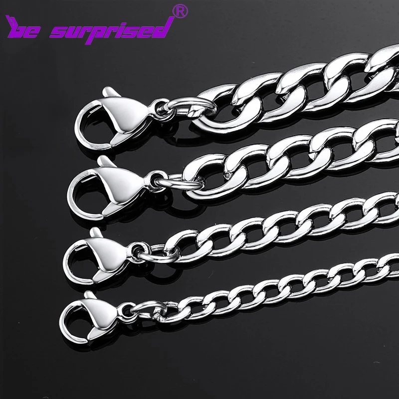 

Figaro chain titanium steel necklace Cuban chain men and women chain jewelry hip hop style width can be customized wholesale