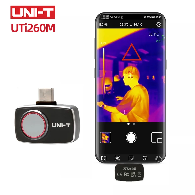 

UNI-T Thermal Camera Uti260M Floor Heating Test Construction PCB Plate Repair Infrared Thermal Imager for Android Phone Type C