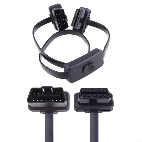 87HE AUTO OBD-II OBD2 Удлинительный кабель плоской ленточной кабели с разъемами с переключателем.