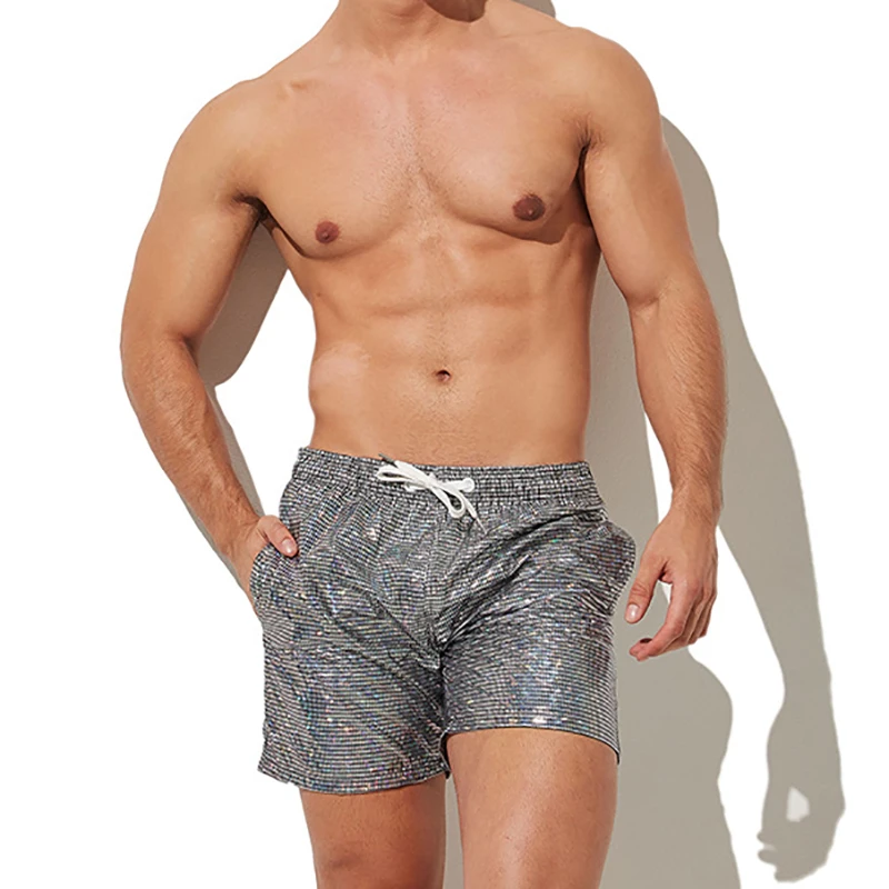 

Men Sequined Bling Boxer Shorts Casual Pocket Trunks Swimming Board Shorts Pants Sweatpants Beach Underwear Swimwear Bikini 2XL