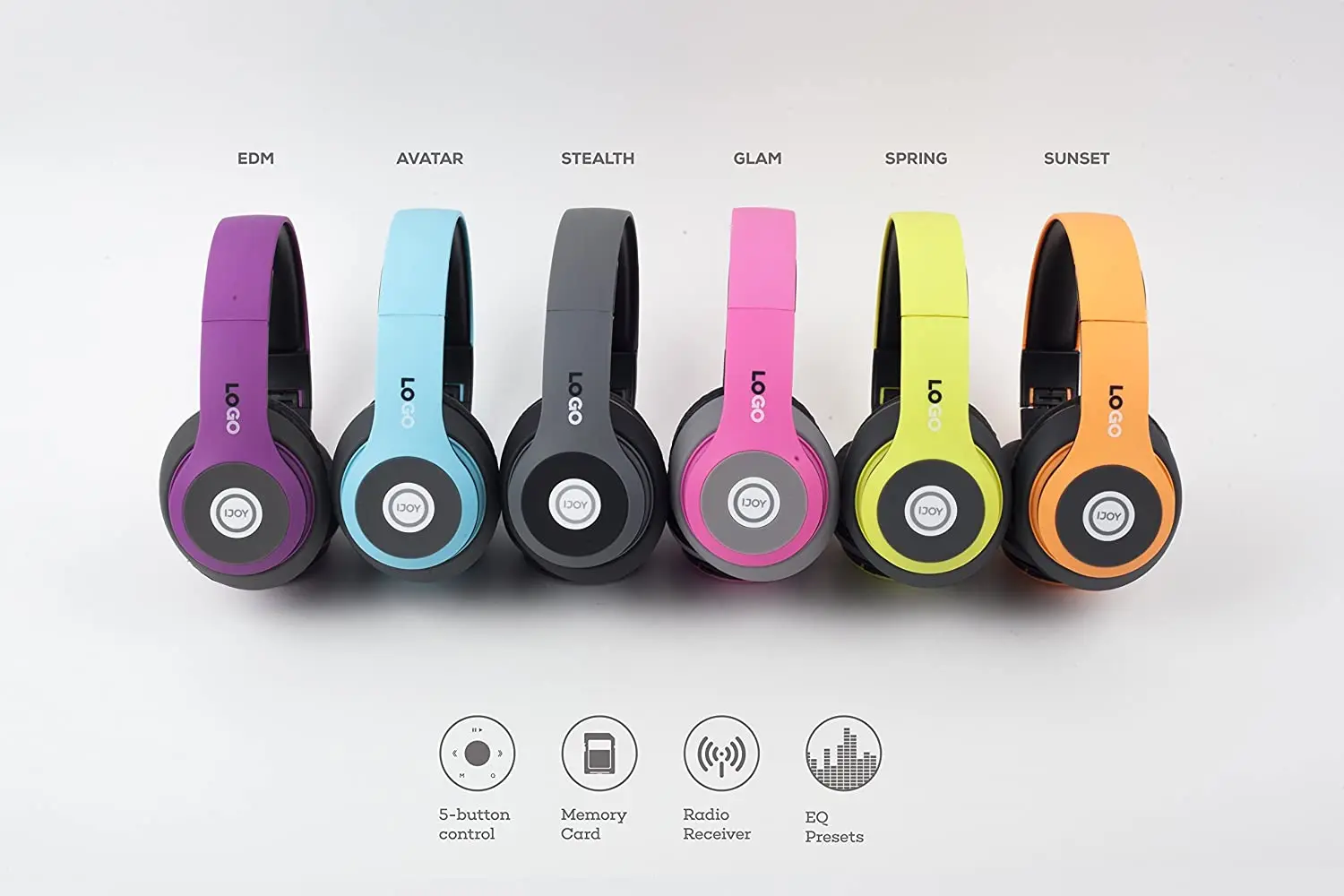 

Wireless Bluetooth headset iJoy Matte Finish Premium Rechargeable Wireless On-Ear Foldable Headphones With Mic