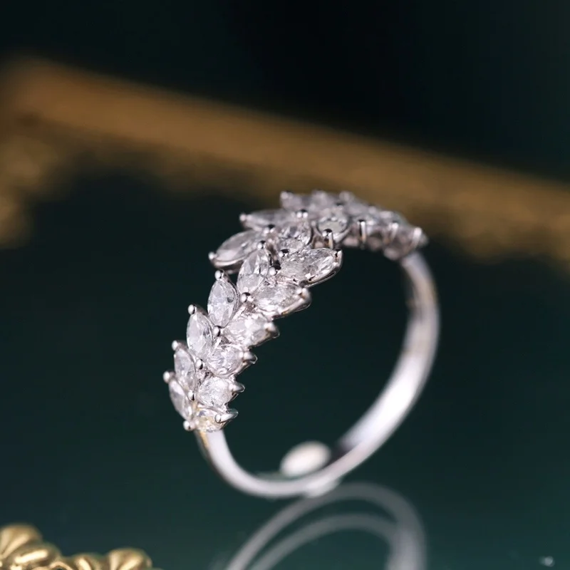 

KYTRD Luxury Marquise Cut Zircon Stones Rings Exquisite Fashion Silver Color Engagement Wedding Rings for Women Jewelry