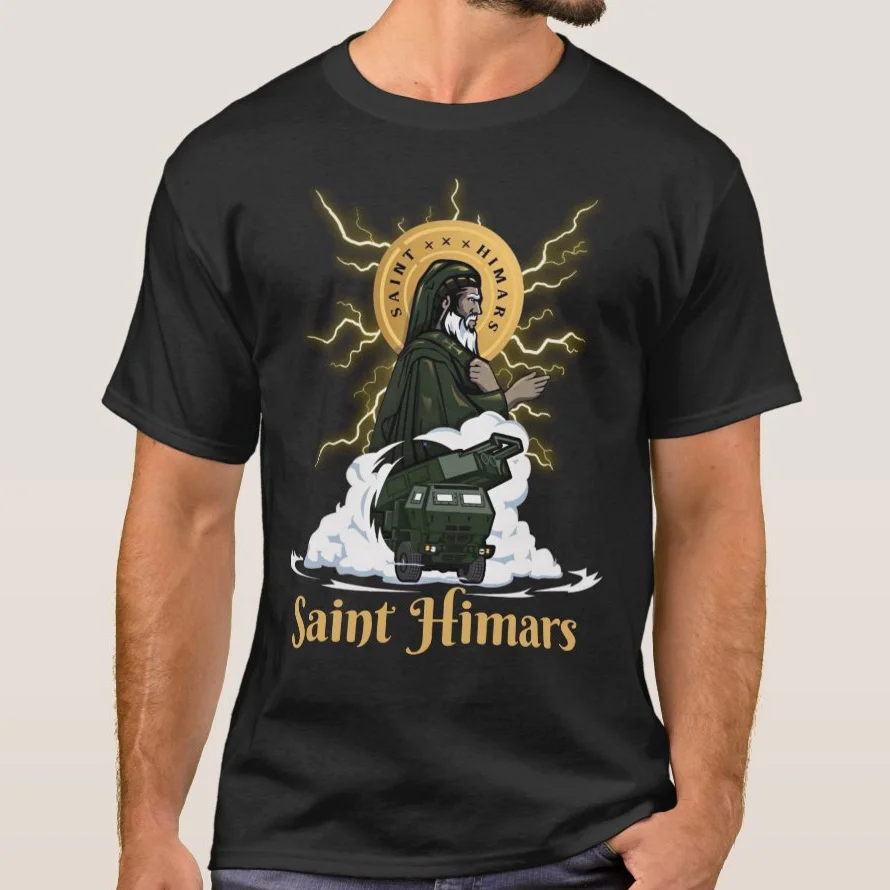 

M142 High Mobility Artillery Rocket System Ukraine Army Saint Himars T Shirt. New 100% Cotton O-Neck T-shirt Casual Mens Top