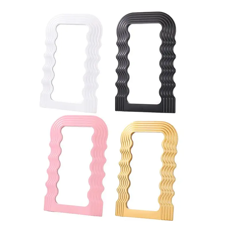 

Wall Decorative Bathroom Mirror Wave Pattern Frame Multipurpose for Bedroom