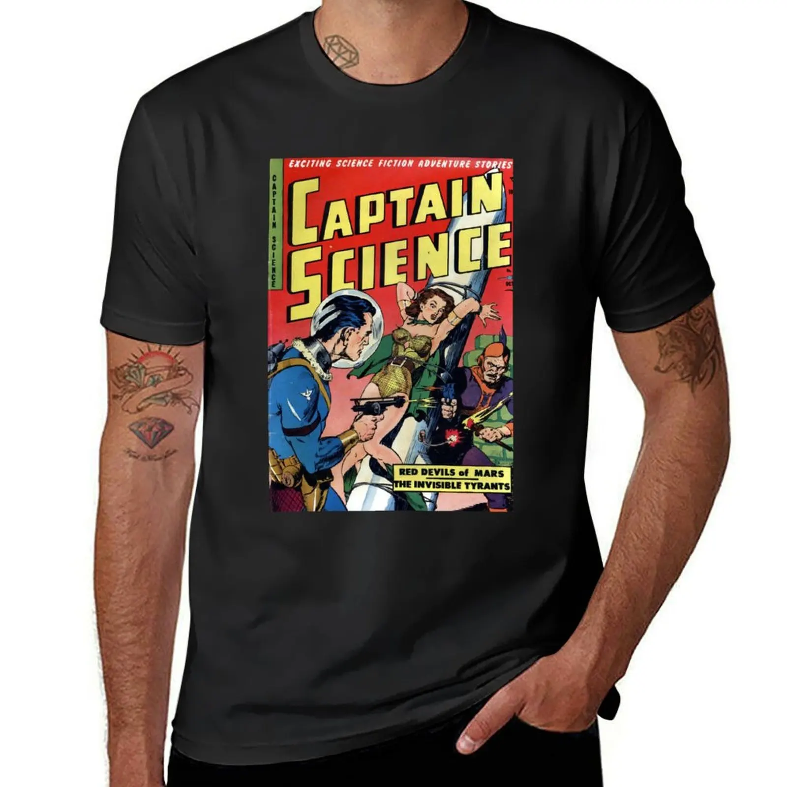 Мужская хлопковая футболка с рисунком капитана науки против ракеты