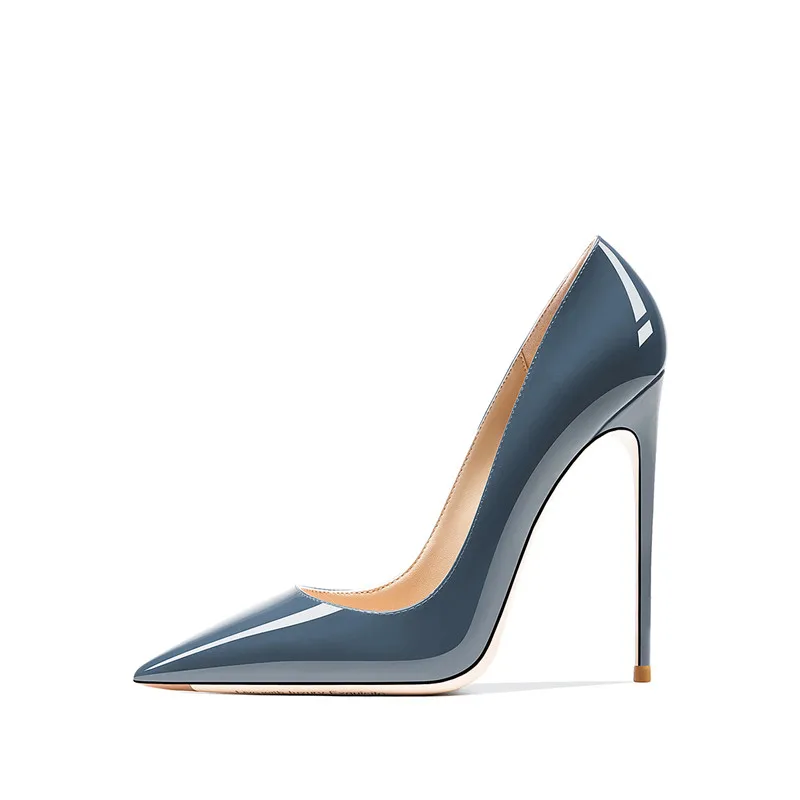 Женские офисные туфли на высоком каблуке 12 см с острым носком