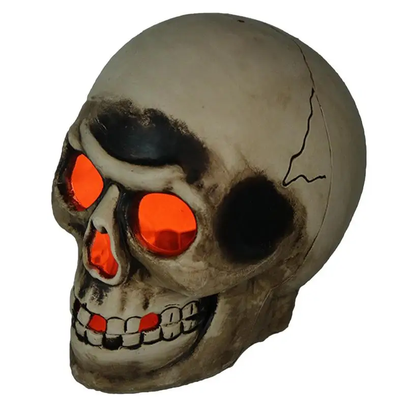 

Halloween Skeleton Decorations Realistic Human Skull Head Skeleton With LED Light Battery Powered Artificial Skull Prop For