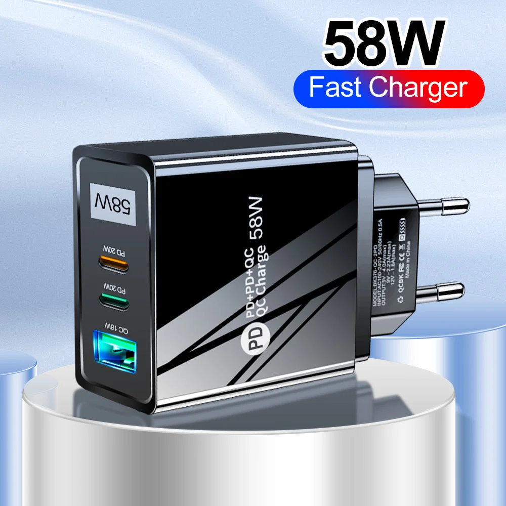 

Fast Charging Type C Mobile Phone Charger Portable Multiple Plug Type C Mobile Phone Charge Mobile Phone Charging Supplies 58w