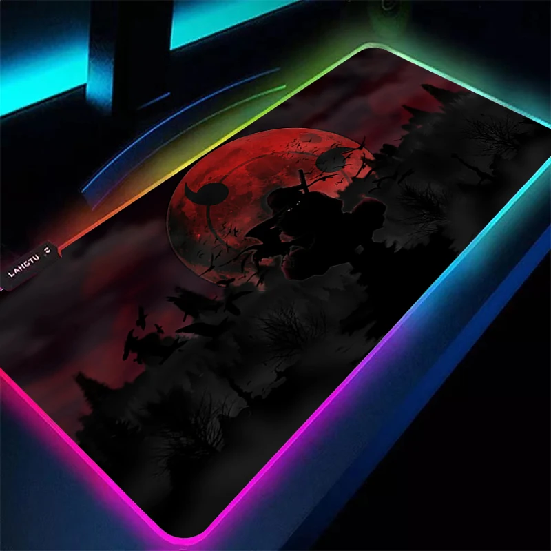 Фото Большой коврик для мыши RGB 90x40 см, Naruto Itachi Uchiha Speed, для игроков в киберспорт, с подсветкой, для ноутбука, компьютера, клавиатуры, светодиодный коврик для мыши XXL №3