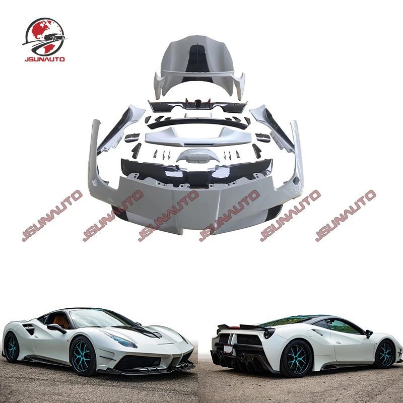 

Front Bumper For Ferrari 488 FRP Rear Bumper Side Skirts Carbon Fiber Rear Spoiler Diffuser For Ferrari 488 GTB Spider Body Kit