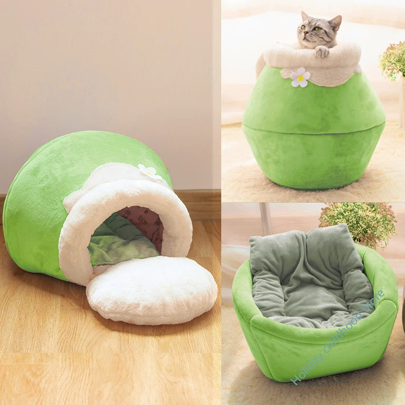 

Lit pour chat chaud d'hiver | Peluche, Portable, rond, mignon chat, maison, grotte, sac de couchage, coussin, produits chatons