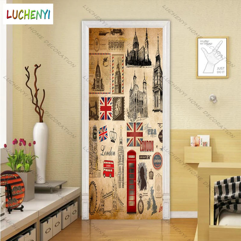 

papel de parede decorative door sticker cover sticker mural self-adhesive custom retro pictorial wallpaper
