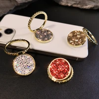 metal finger ring buckle multi function rotating pull ring phone back sticker womens sequin mobile phone ring buckle bracket