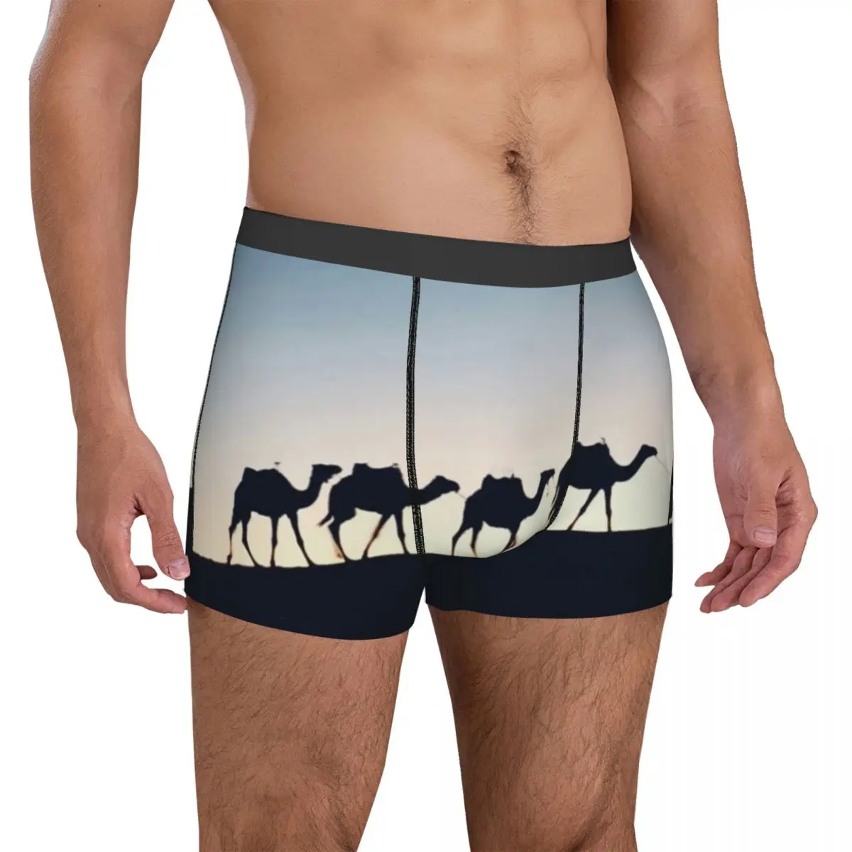 

Desert Sunset Underwear Camels Print Plain Panties Design Shorts Briefs Pouch Males Plus Size Trunk