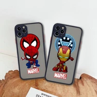 marvel spider man deadpool iron man phone case for iphone 13 12 11 pro max mini xs 8 7 plus x se 2020 xr matte transparent cover