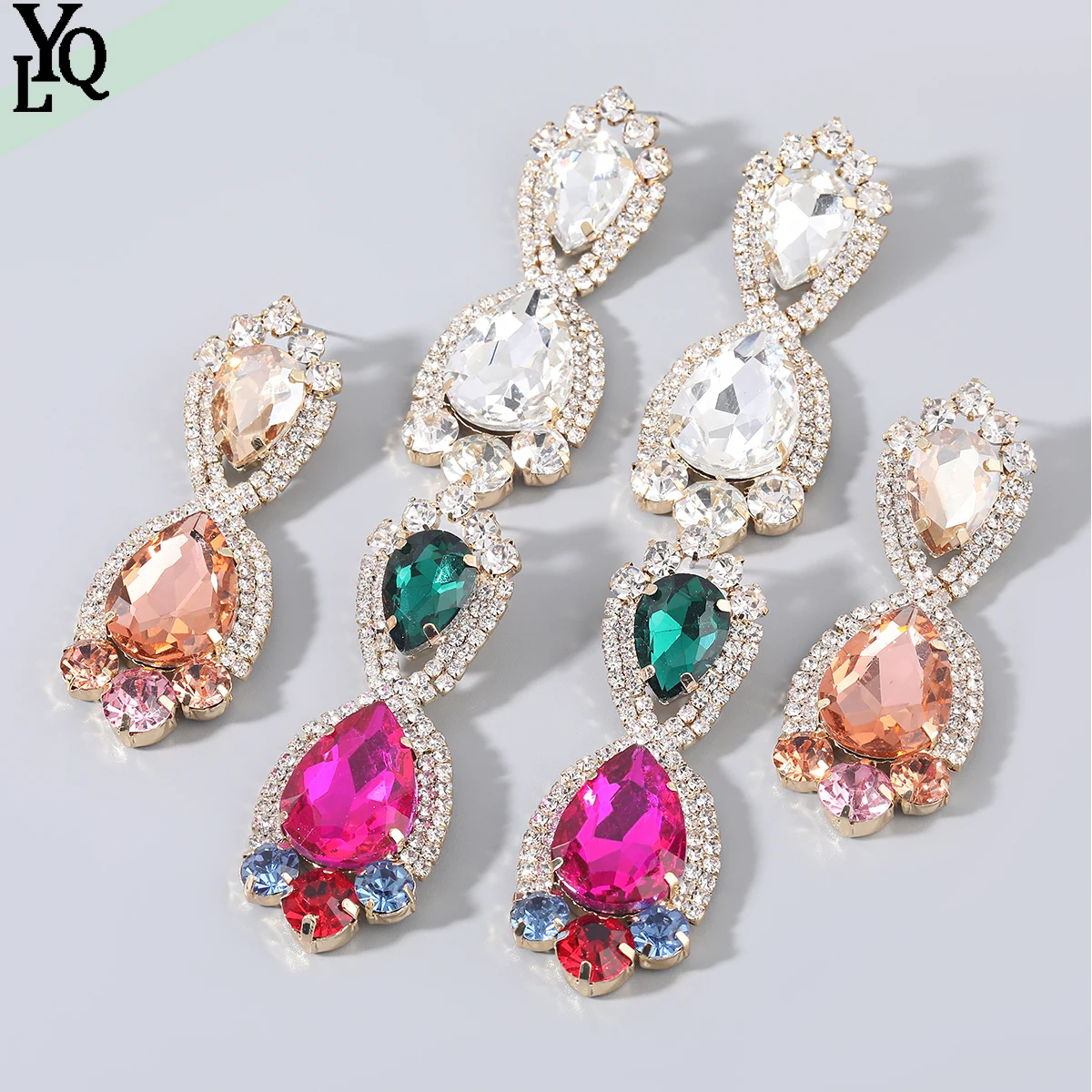 

Women Earrings, Colorful Rhinestone Pendant, Luxurious, Dinner, Party, Wedding, Jewelry Accessories