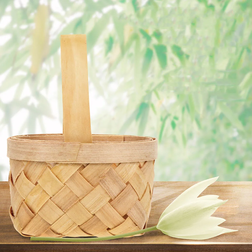 

10pcs Decorative Wooden Woven Basket Portable Basket Multi-purpose Baskets