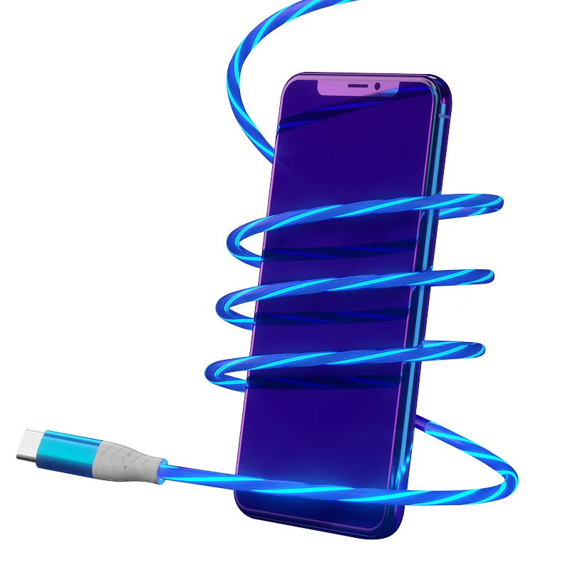 YOCPONO 1 м 3 а кабель для быстрой зарядки PD телефона Huawei светоизлучающие светящиеся