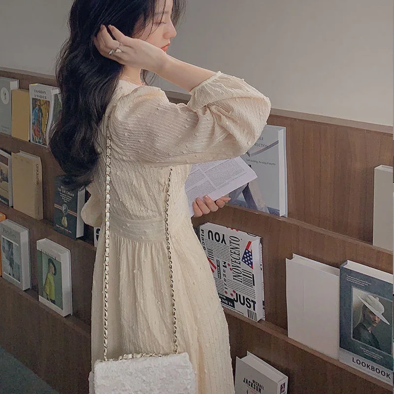 Элегантное Винтажное Женское Платье До Середины Икры С Пышными Рукавами И