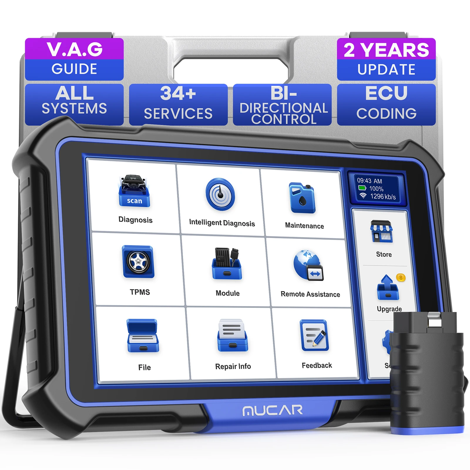 

MUCAR VO8 OBD2 Scan Tool Full Systems OBD2 Scanner Diagnostic Tools ECU Coding 34 Resets Auto Diagnostics Scanner AutoAuth FCA