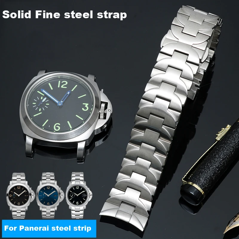 For Panerai strap men's steel band PAM441 111 solid stainless steel butterfly buckle watch chain 24mm accessories