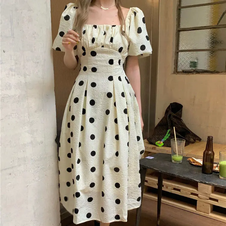 

Women Summer Elegant Casual Polka Dot Midi Dress Sexy Backless A-Line Party Female Dress
