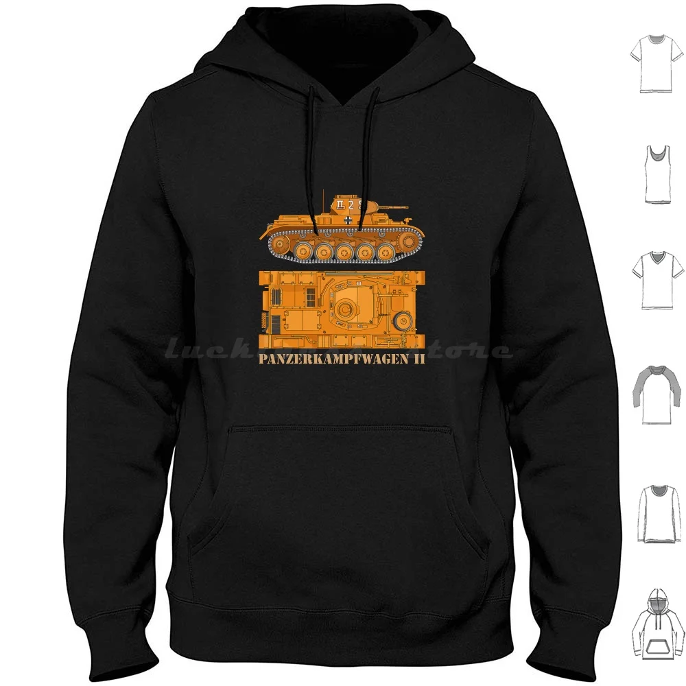 

Panzer Ii 2 German Army Ww2 Hoodie cotton Long Sleeve Panzer Ii 2 German Army Ww2 Panzerkampfwagen Tank Diagram