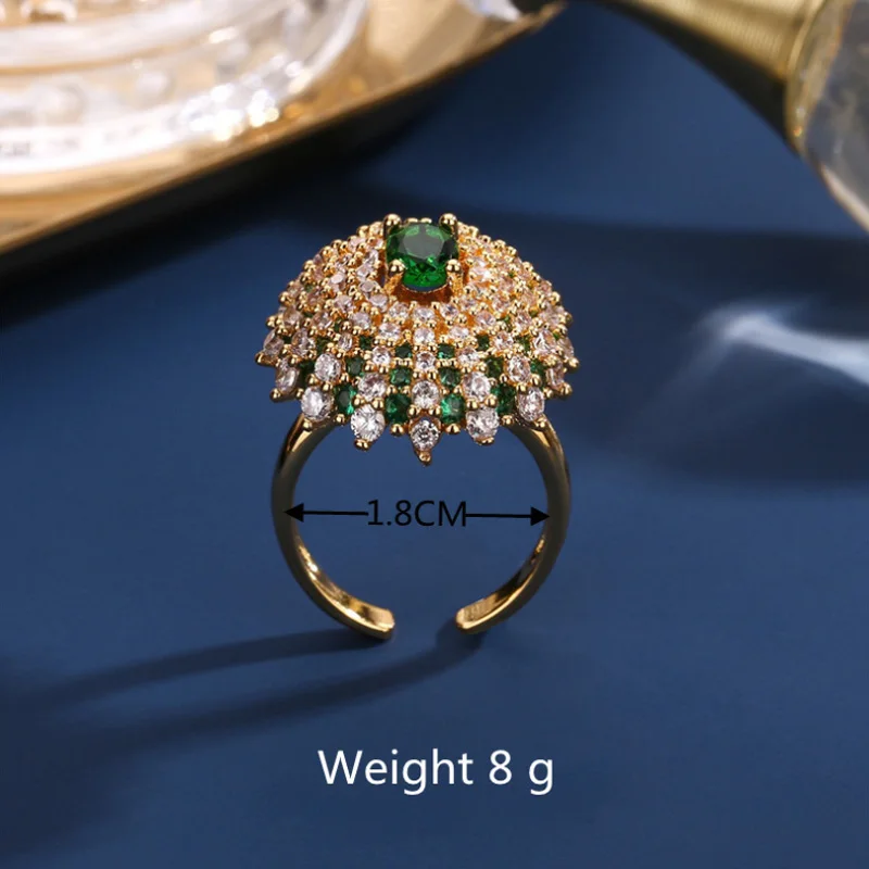 

Donia Jewelry Fashion New Titanium Steel Micro-Inlaid AAA Green Zircon Flower Ring Luxury Retro Accessories.