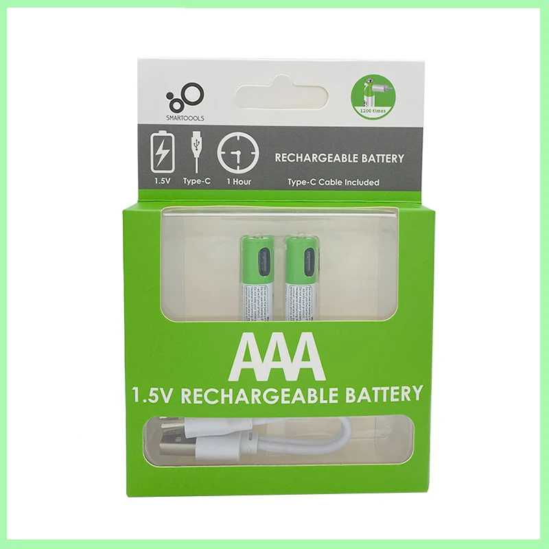 Перезаряжаемые USB-батареи AAA, 1,5 в, 550 мВт/ч, литий-ионная батарея для мыши, игрушки, пульта дистанционного управления + кабель Type-C, новая упаковка
