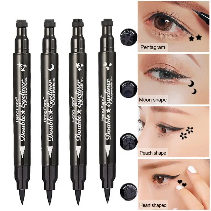 

Double-headed Seal Eyeliner Stamp Eyeliner Pen Liquid Black Eye Liner Pen Star Moon 4 Styles Stamp Lazy Eye Makeup Cosmetic