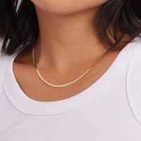 fashion snake chain necklaces for women girls choker titanium steel herringbone gold chain women necklace hip hop jewelry