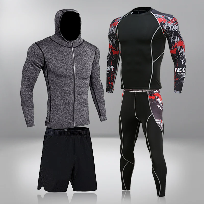 

Men's Compression Sportswear Suits Gym Tights Training Clothes Workout Jogging Sports Set Running Tracksuit Quick Dry Plus Size
