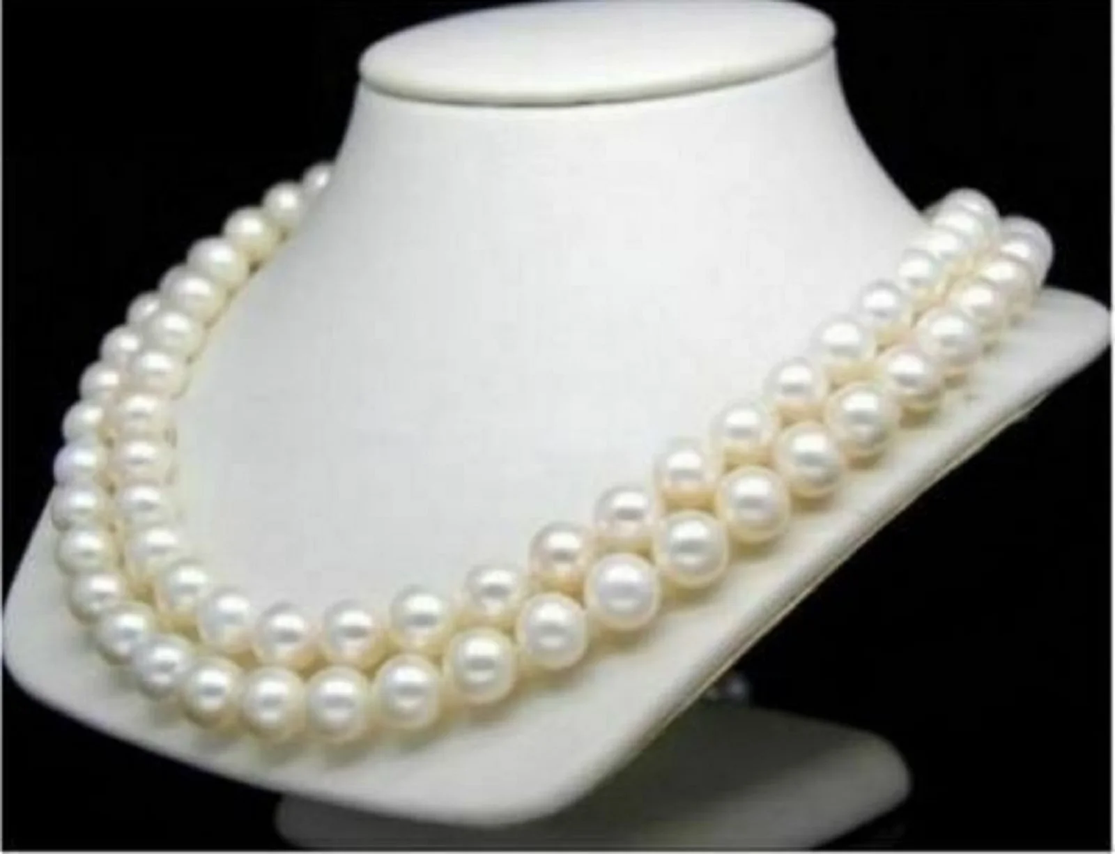 

35" HUGE AAA 8-9mm 9-10MM 10-11mm SOUTH SEA PERFECT ROUND WHITE PEARL NECKLACE 14K GOLD CLASP