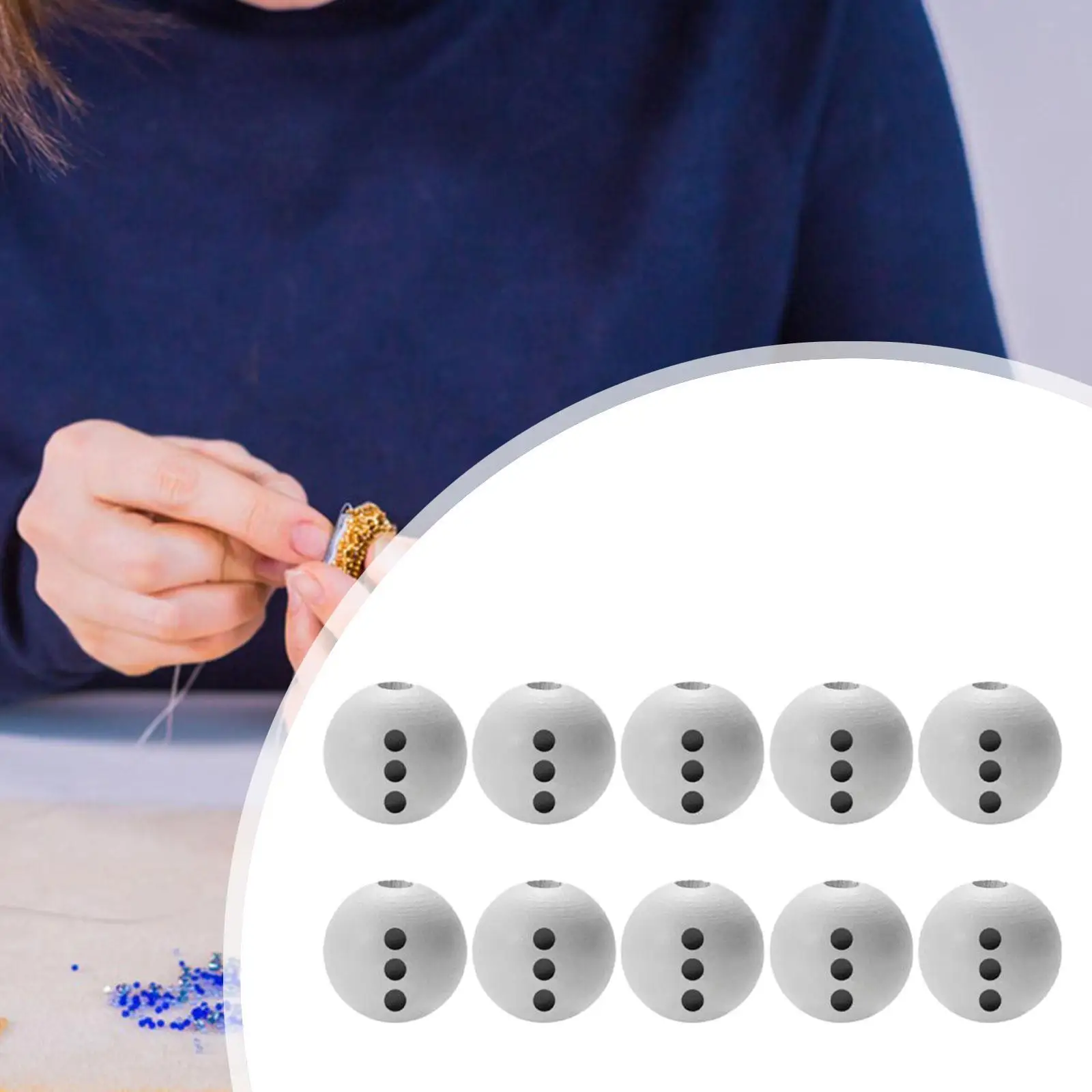 10 рождественских деревянных бусин легкие белые шариковые бусины своими руками