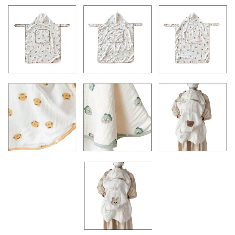 N80C Toddler Hooded Bath Towel Infant Carrier-Cover Summer Blanket Infant Shower Gift