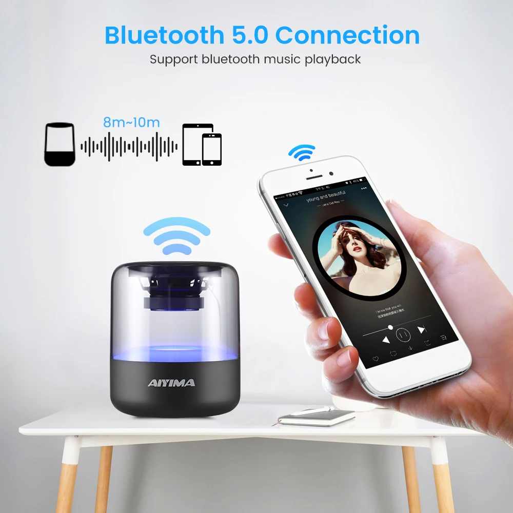 AIYIMA аудио портативный мини беспроводной TWS Bluetooth 5.0 динамик сабвуфер