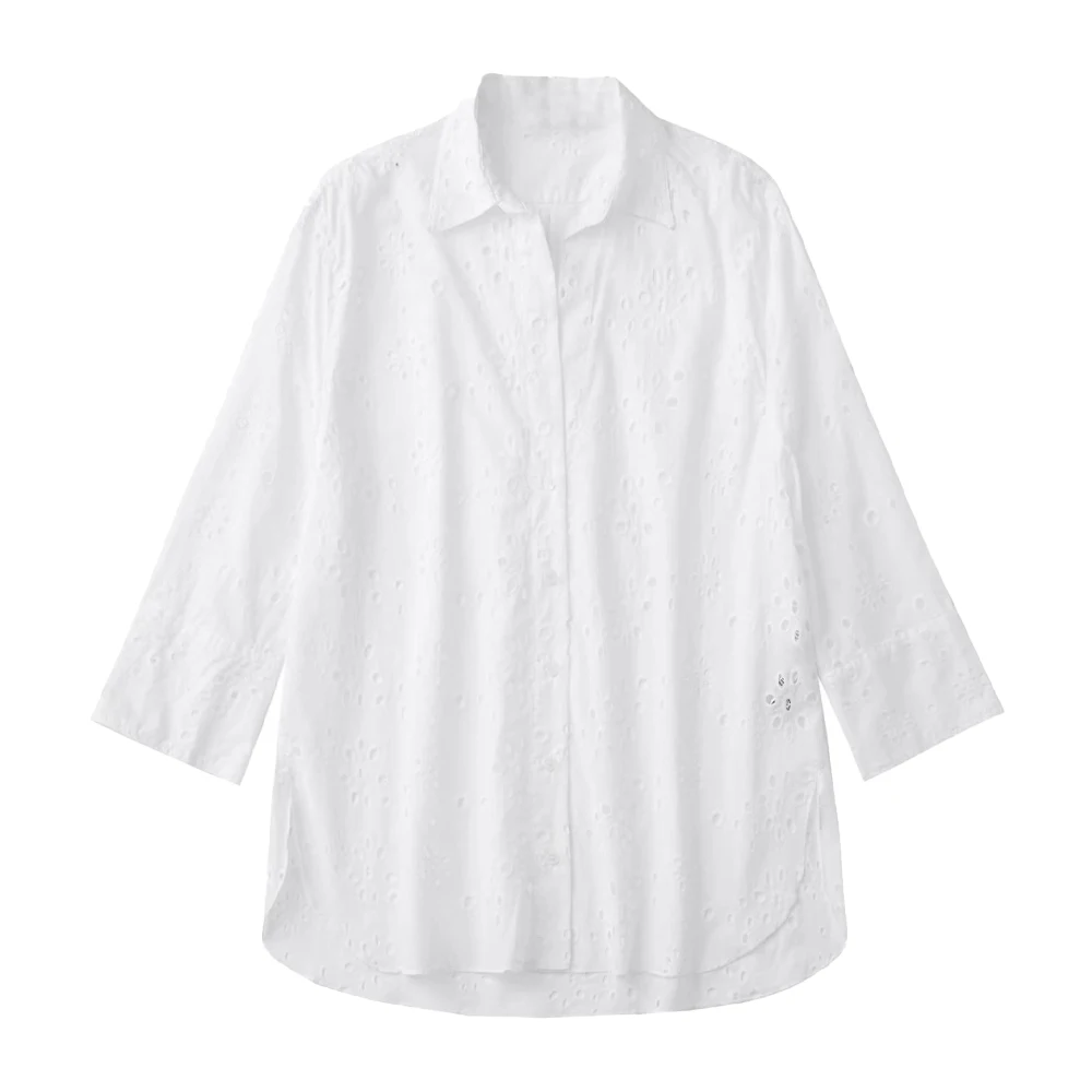 

Блузка женская однотонная с вышивкой, модная дизайнерская рубашка в повседневном стиле, шикарная элегантная Винтажная с длинным рукавом, л...