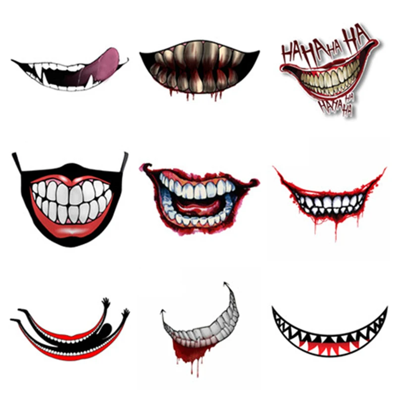 

Scary Devil Tooth Helmet Car Stickers Motorcycle Waterproof Camper Funny Car Bumper Window Toolbox Trolley Case Vinyl Decals