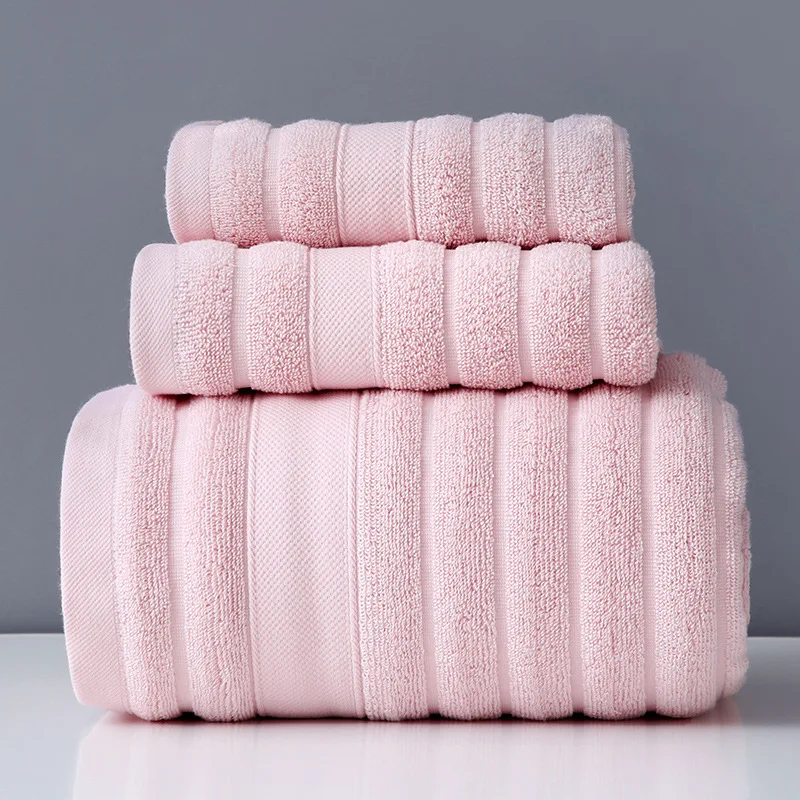 Set Absorbent Adult Bath Towel Solid Color Soft Affinity Wash Face Hand Shower Towel Bathroom Towel