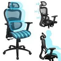 Home Office Chair Gaming Armchair High Back Rolling Swivel Mesh with lumbar support Adjustable headrest and 3D Armrest Ergonomic