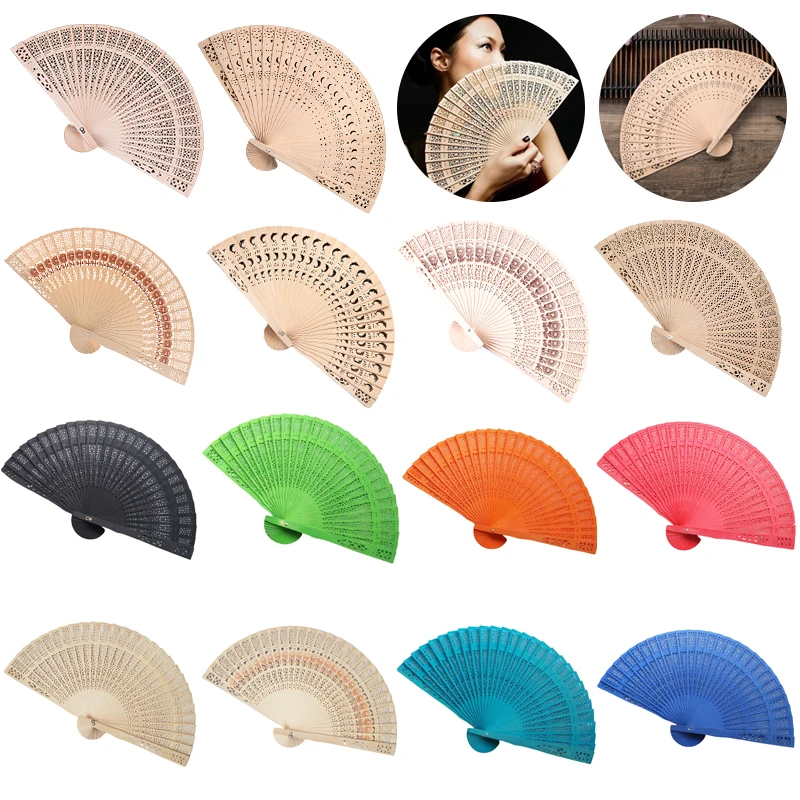 

1pc Chinese Hand-held Fan Wooden Fold Fans Scented Wedding Party Gift Bamboo Fan Wedding Bridal Party Decoration Handcraft