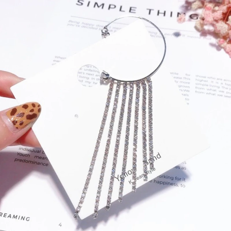 

for rhinestone Dangle Chain No Pierced Ear Clip Crawler Climer Dangle Drop Earring for Women Girls Statement Jewelry Gif
