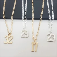customized 1 99 numbers stainless steel necklace men women fashion personalized number pendant gold figaro chain jewelry gift