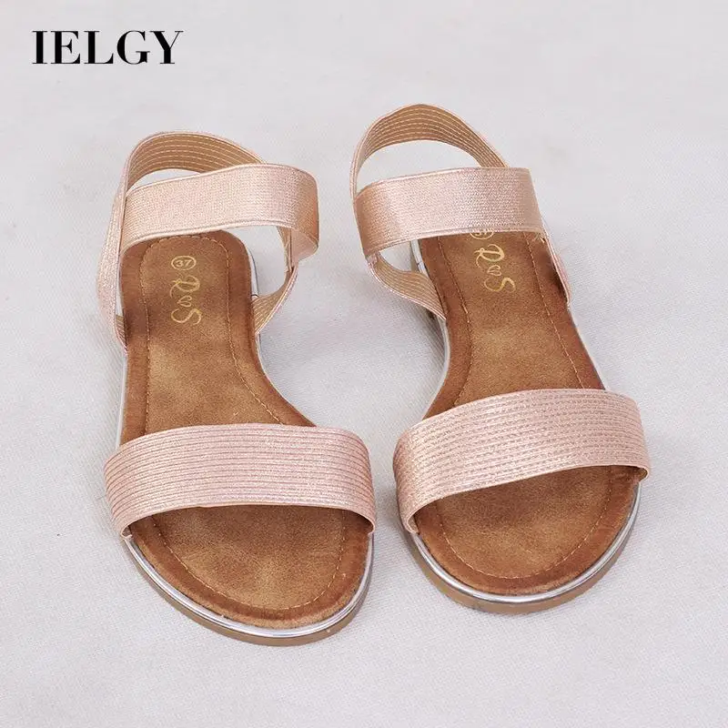 

IELGY Fashion Round Toe Ladies Sandals Large Size Comfortable Open Toe Solid Color